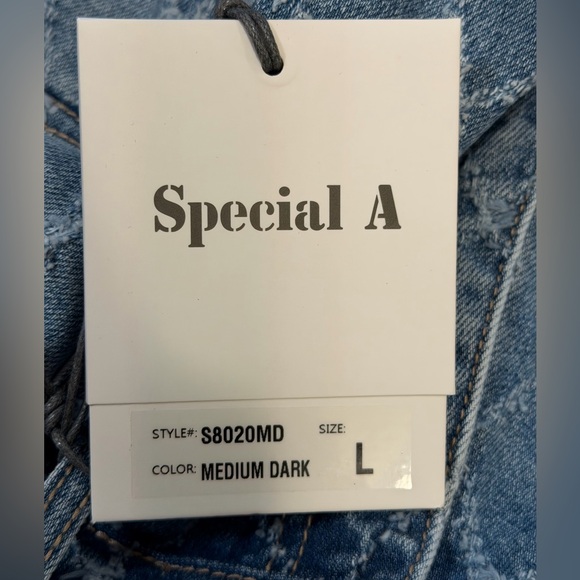 Special A Shorts Size Large Medium Blue Wash Diamond Stitch Pattern NWT - Picture 11 of 11